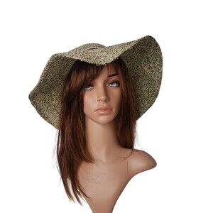 TAGET Cream and Black Paper Summer Floppy Sun Hat